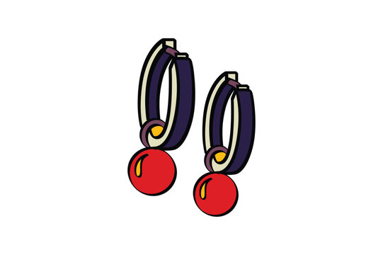 purple hoop earrings with red ball pendants clip art preview