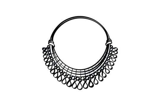 recommend clip art: Necklace black outline icon, stylish women's accessory illustration isolated on a white background for fashion design