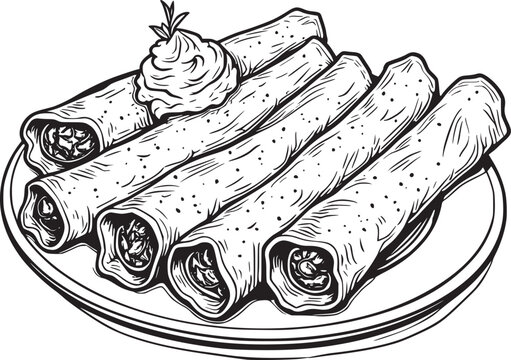 Crispy rolled flautas coloring page illustration 
