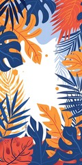 Fototapeta premium Tropical Leaves Pattern Background Illustration