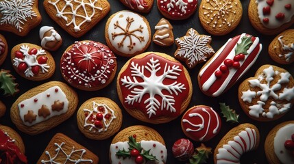 A Bunch of Christmas Cookies from above