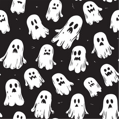 Illustration Seamless pattern of cute Halloween doodle Ghost