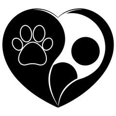 Pet love vector design with heart and paw minimal symbol for pet brand