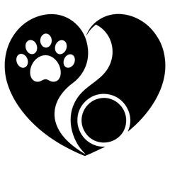 Pet love vector design with heart and paw minimal symbol for pet brand
