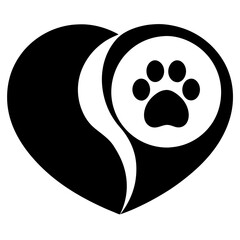 Pet love vector design with heart and paw minimal symbol for pet brand