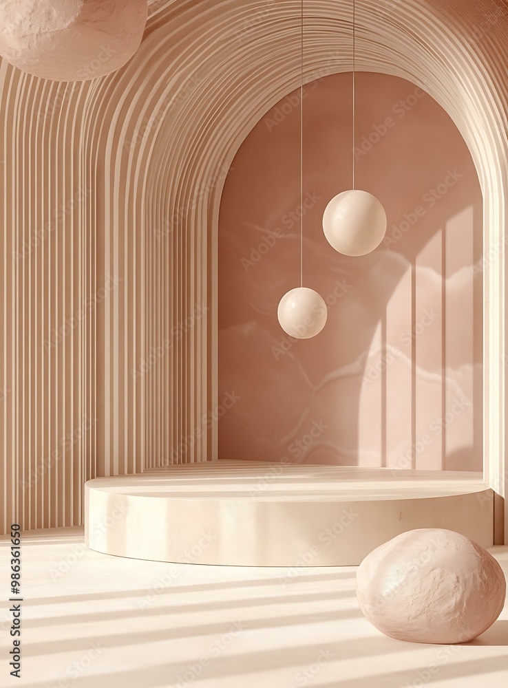Poster minimalist 3d render of abstract shapes and geometric forms