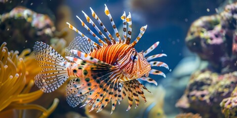 Lionfish in a Tropical Aquarium