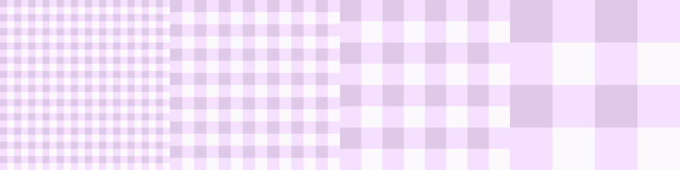 Seamless Repeat Gingham Patterns Pale Lilac Color. Vector Backgrounds