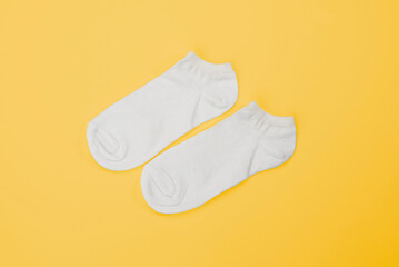 White white cotton socks on isolated background.