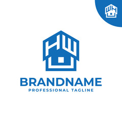 Letters HW or WH Home Roof Logo. For roof, home, construction, or interior business with HW or WH initials