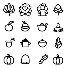 set of icons autumn season