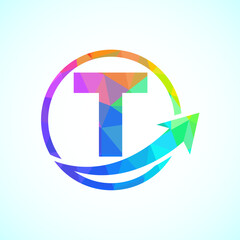 Initial alphabet T logo design incorporated with the arrow. Financial or success logo concept