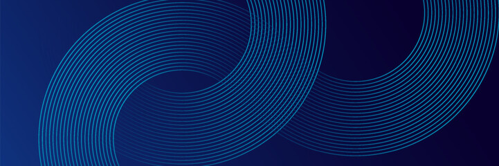 Modern dark blue abstract horizontal banner background with glowing geometric lines.Suitable for covers, brochures, presentations, flyers. vector.