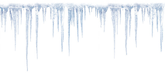 Long icicles on isolated background for overlaying on a light background.