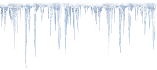 Long icicles on isolated background for overlaying on a light background.