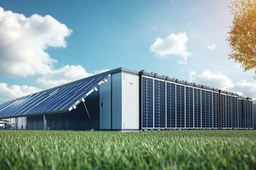 Obraz premium Modern energy facility with solar panels