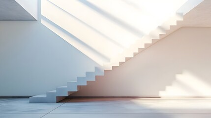 Obraz premium Bright and Minimalist Staircase with Strong Linear Lines in Modern Interior