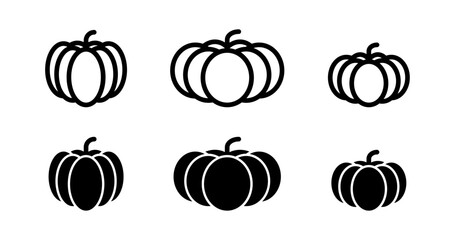 Pumpkin - squash for Halloween or Thanksgiving line art icon for apps and websites. Vector illustration.
