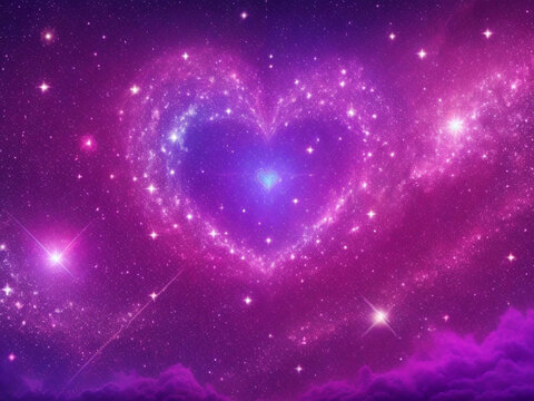 Glittering stars, cosmic dance, hearts align, destiny's embrace, valentine day concept.