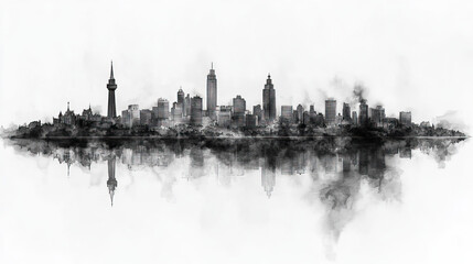Naklejka premium Ottawa, Canada, black and white pen pencil hand-drawn effect drawing illustration for travel poster, card, wallpaper, backdrop or banner. Modern, clear, artistic and simple