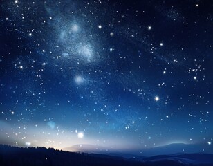 Starry night with glowing blue nebula and vibrant sky