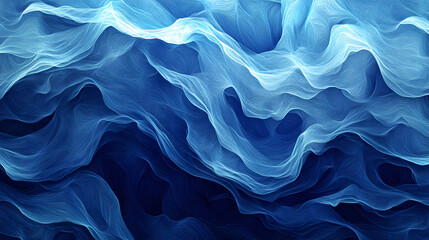 Obraz premium Abstract blue ocean waves. Fractal Design. Illustration