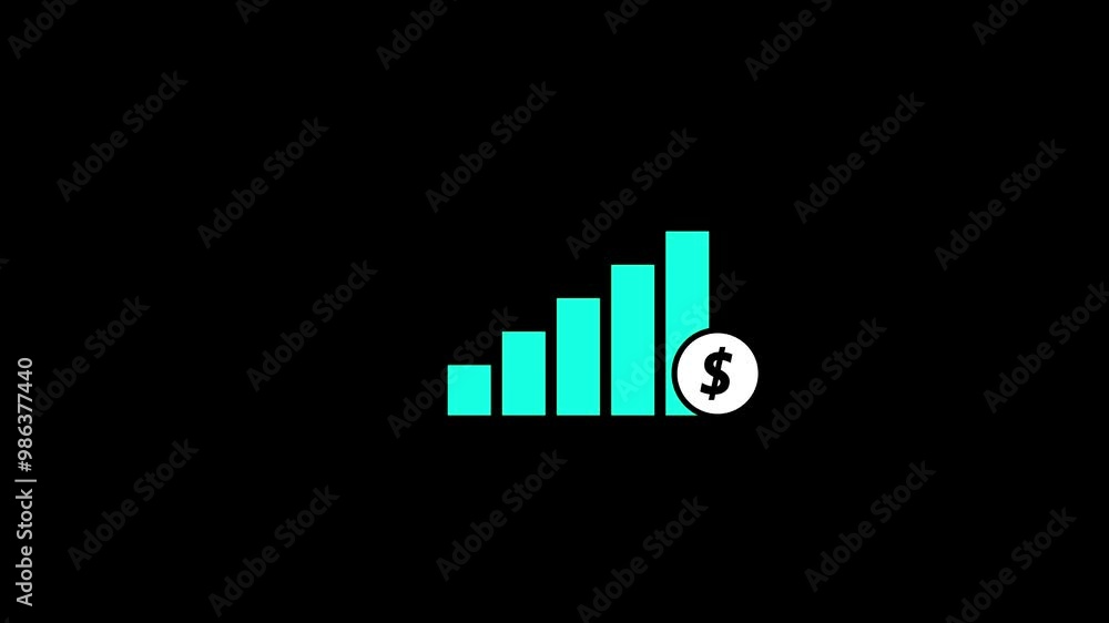 Poster animated of graph chart icon with dollar sign.suitable for business and finance concepts.