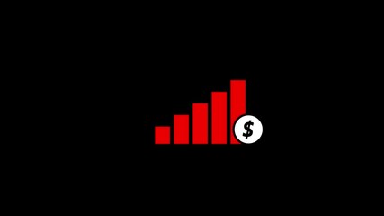 Animated of graph chart icon with dollar sign.suitable for business and finance concepts.