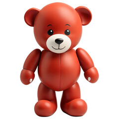 Obraz premium Cute red teddy bear toy with movable limbs, perfect for kids, displayed on a simple background