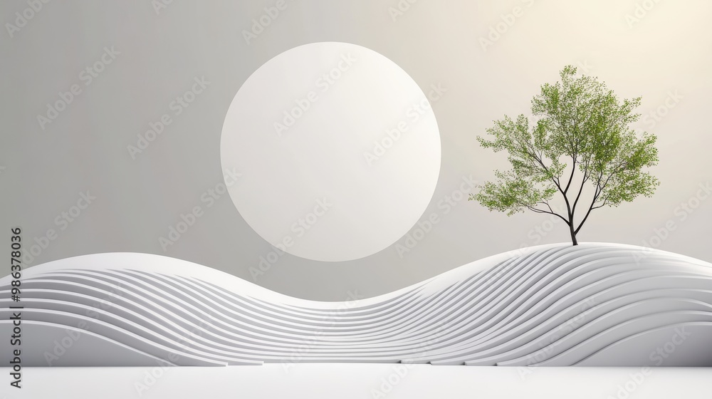 Poster a muted gray background with a subtle gradient, featuring a minimalist line drawing of a geometric p
