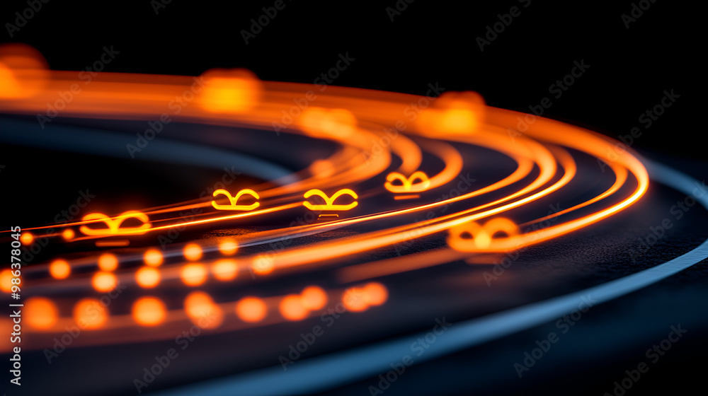 Poster a mesmerizing display of golden particles swirling and cascading into a central vortex in a dark, ab