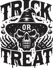 Trick or treat Halloween typography design silhouette vector illustration isolated on a white background
