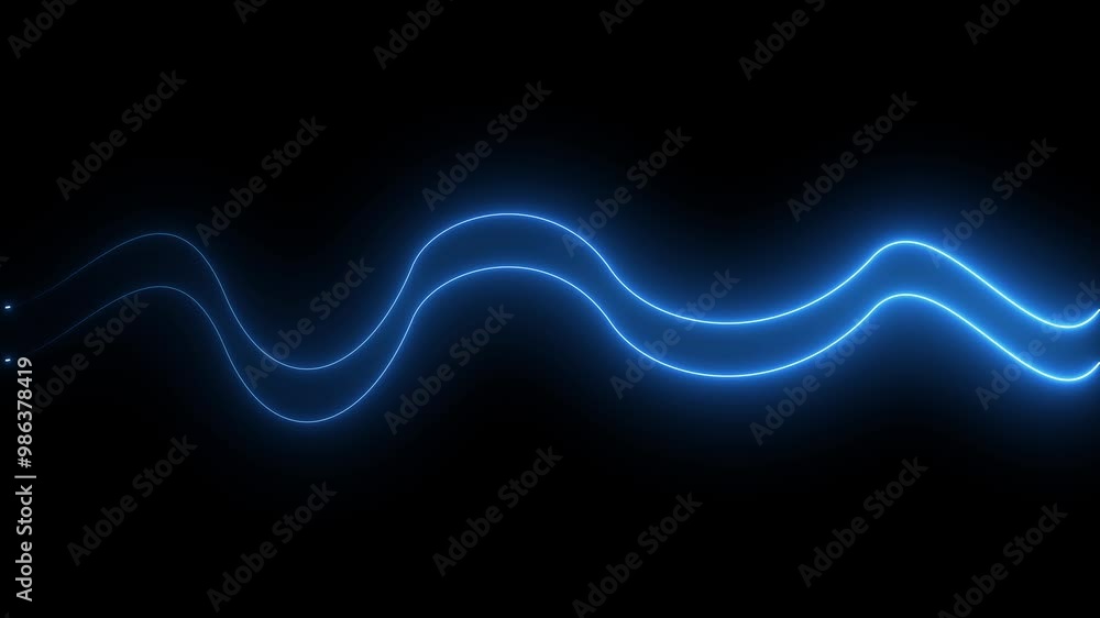 Poster neon line background animation.neon light line technology motion background. bright neon line animat