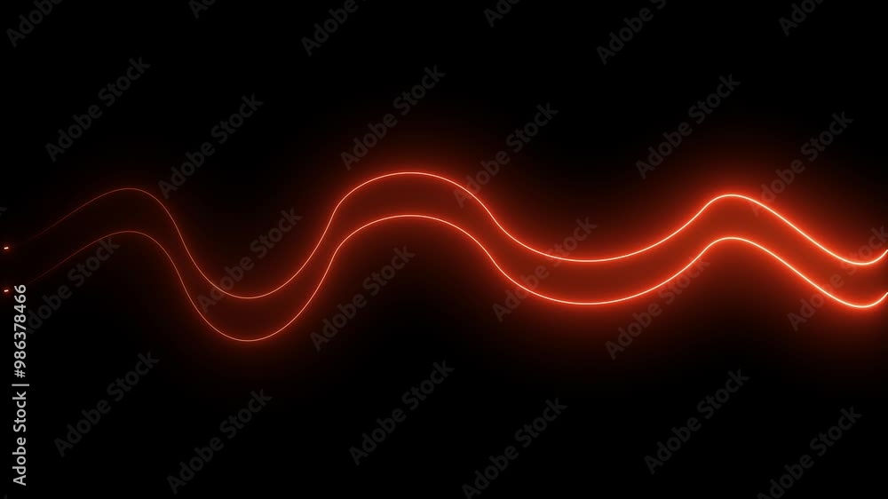 Poster neon line background animation.neon light line technology motion background. bright neon line animat