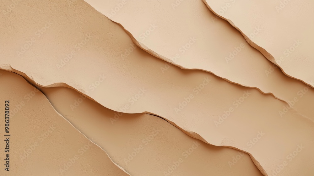 Poster Minimalist beige background with smooth, flowing wavy shapes creating an abstract and elegant design, ideal for a wide range of projects