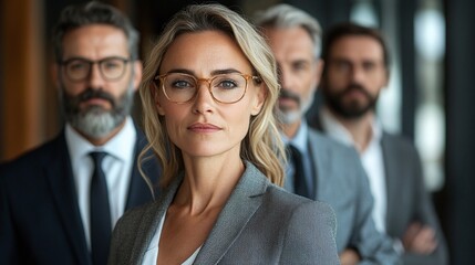 diverse group of business professionals ages 35 to 45 at the office engaged in teamwork and leadership discussing business strategies in a collaborative and innovative workplace setting