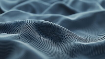 Naklejka premium Blue fabric with matrix-like structure ripples and flows, creating modern abstract background. Texture adds depth and dimension, perfect for tech and science projects