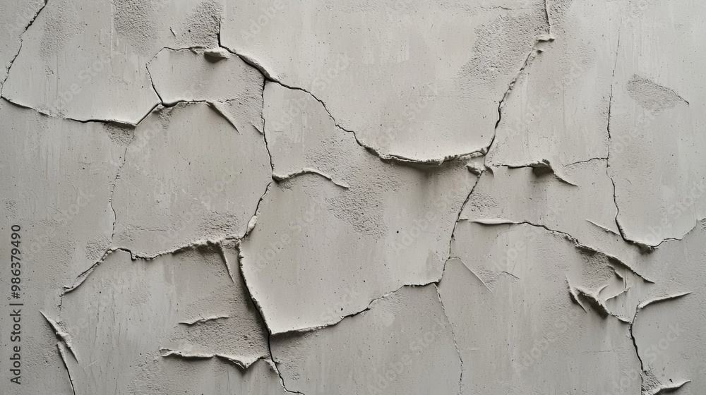Poster gray concrete wall with a rough uneven surface showing signs of aging and weathering, creating an ab
