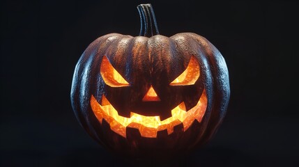 Jack-o'-Lantern in Darkness with Eerie Glow