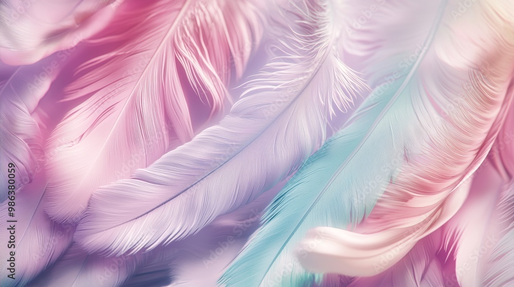 Aufkleber closeup of soft pastel colored feathers creating a beautiful textured background with a vintage feel