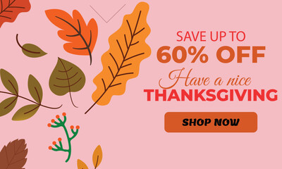 Happy Thanksgiving calligraphic text Vector illustration template.greeting cards lettering background with leafs.12