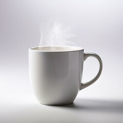 Stilvolle Kaffeetasse mit Dampf auf wei&szlig;em Hintergrund