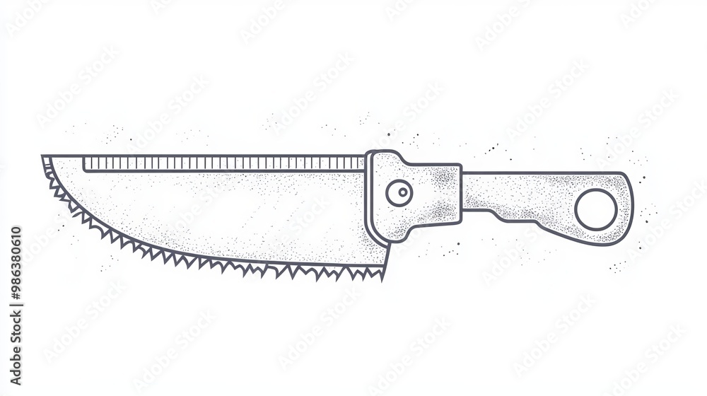 Poster continuous line drawing of a hand saw for wood linear icon of a hacksaw oneline background vector il
