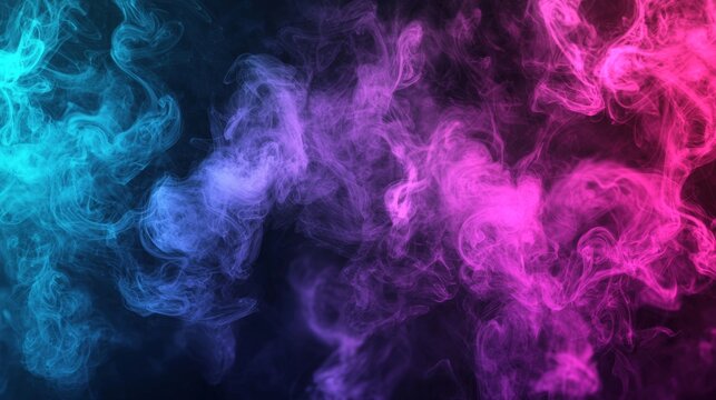 Swirling blue and pink smoke on dark background creates mesmerizing abstract texture, perfect for adding magic and fantasy to designs. Ideal for spooky halloween or dreamy club party vibes