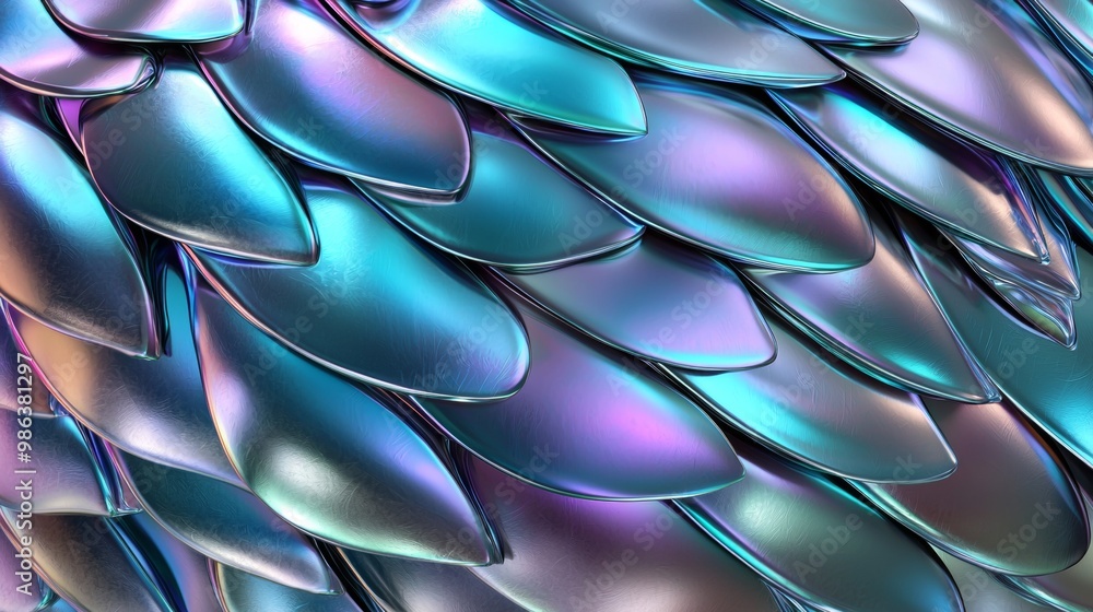 Poster abstract background with overlapping metallic scales forming an intricate and visually appealing pat