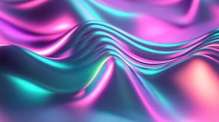 Naklejka premium Colorful and vibrant illustration of a liquid abstract background with wavy shapes flowing in pink and turquoise colors