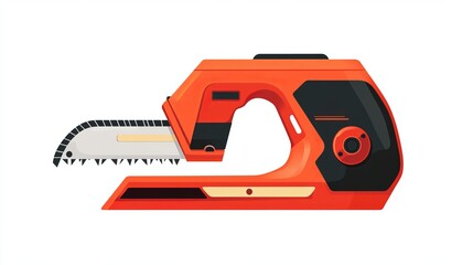 Fototapeta premium Electric saw flat vector illustration on a white background