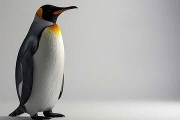 Fototapeta premium A penguin stands on a white background