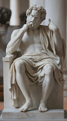 Stoic Greek statue, old greek culture, roman philosopher, classic background