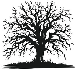 silhouette of dead tree icon vector art illustration.